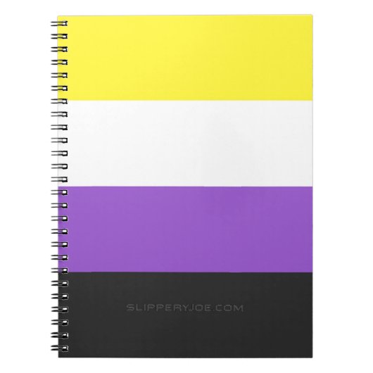 SlipperyJoeのノンバイナリー Pride フラッグ 黄色 白 ノートブック (正面)