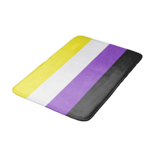 SlipperyJoeのノンバイナリー Pride フラッグ 黄色 白 バスマット