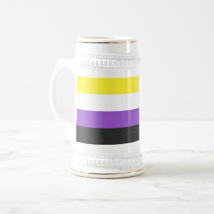 SlipperyJoeのノンバイナリー Pride フラッグ 黄色 白 ビールジョッキ