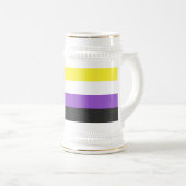 SlipperyJoeのノンバイナリー Pride フラッグ 黄色 白 ビールジョッキ (正面右)