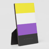 SlipperyJoeのノンバイナリー Pride フラッグ 黄色 白 フォトプラーク (側面)