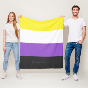 SlipperyJoeのノンバイナリー Pride フラッグ 黄色 白 フリースブランケット