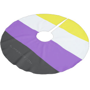SlipperyJoeのノンバイナリー Pride フラッグ 黄色 白 ブラッシュドポリエステルツリースカート