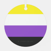 SlipperyJoeのノンバイナリー Pride フラッグ 黄色 白 メタルオーナメント (裏面)
