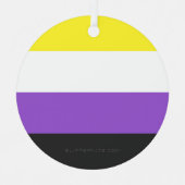 SlipperyJoeのノンバイナリー Pride フラッグ 黄色 白 メタルオーナメント (正面)