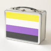 SlipperyJoeのノンバイナリー Pride フラッグ 黄色 白 メタルランチボックス (正面)