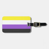SlipperyJoeのノンバイナリー Pride フラッグ 黄色 白 ラゲッジタグ (正面横)