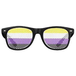 SlipperyJoeのノンバイナリー Pride フラッグ 黄色 白 レトロサングラス