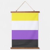 SlipperyJoeのノンバイナリー Pride フラッグ 黄色 白 吊り下げ型タペストリー (正面)