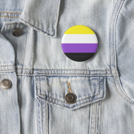 SlipperyJoeのノンバイナリー Pride フラッグ 黄色 白 缶バッジ (インサイチュ)