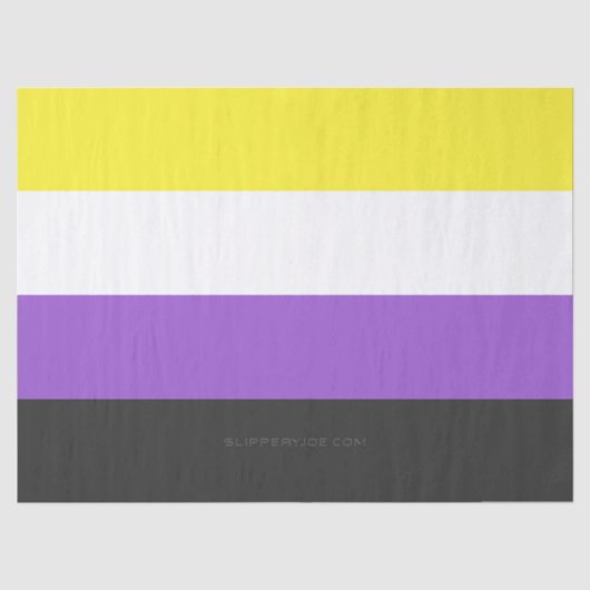 SlipperyJoeのノンバイナリー Pride フラッグ 黄色 白 薄葉紙 (正面)