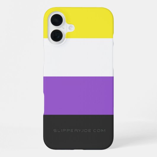 SlipperyJoeのノンバイナリー Pride フラッグ 黄色 白 iPhoneケース (裏面)