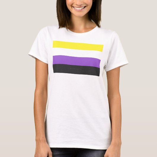 SlipperyJoeのノンバイナリー Pride フラッグ 黄色 白 Tシャツ (正面)