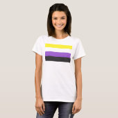 SlipperyJoeのノンバイナリー Pride フラッグ 黄色 白 Tシャツ (正面フル)
