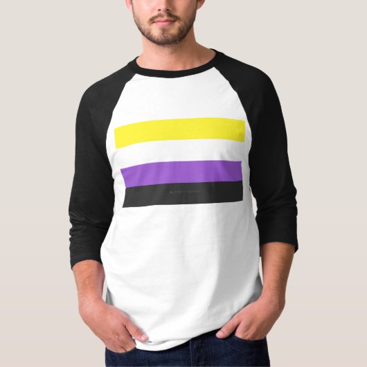 SlipperyJoeのノンバイナリー Pride フラッグ 黄色 白 Tシャツ (正面)