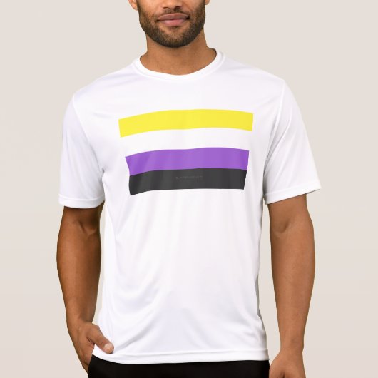 SlipperyJoeのノンバイナリー Pride フラッグ 黄色 白 Tシャツ (正面)