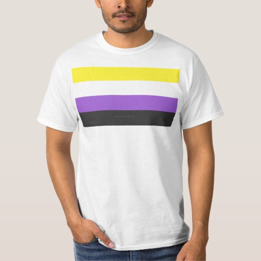 SlipperyJoeのノンバイナリー Pride フラッグ 黄色 白 Tシャツ (正面)