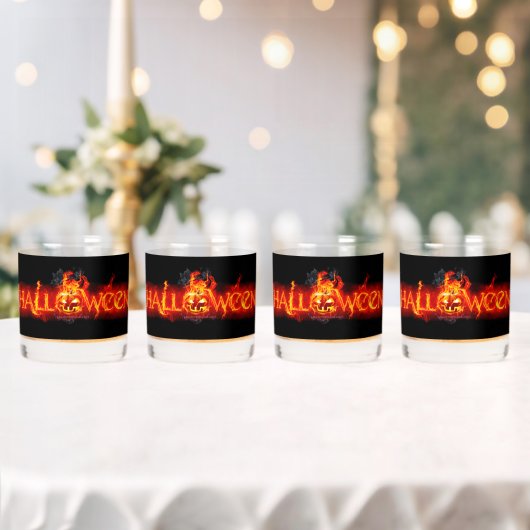SlipperyJoeのハッピーハローウィンカボチャ白熱［赤熱］光を放つ目 ウイスキーグラス (インサイチュ (ウェディング))