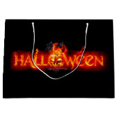 SlipperyJoeのハッピーハローウィンカボチャ白熱［赤熱］光を放つ目 ラージペーパーバッグ (正面)