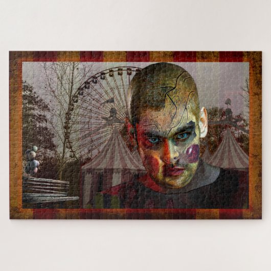 SlipperyJoeのハッピーハローウィン不気味な人形顔bal ジグソーパズル (横)