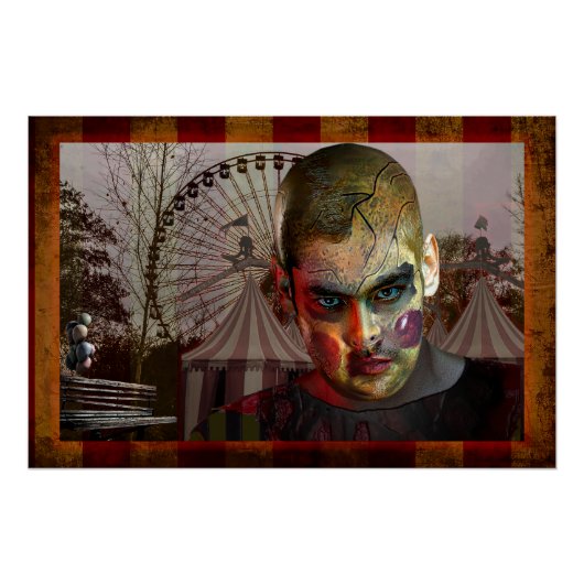 SlipperyJoeのハッピーハローウィン不気味な人形顔bal ポスター (正面)