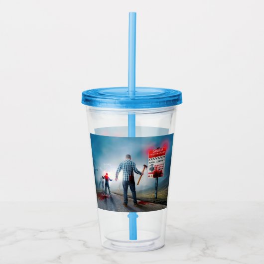 SlipperyJoeのハッピーハローウィン白熱［赤熱］光を放つアイズゾンビ アクリルタンブラー (正面)