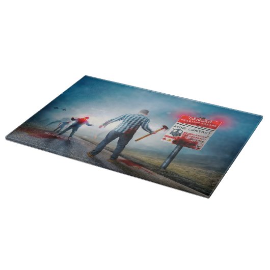 SlipperyJoeのハッピーハローウィン白熱［赤熱］光を放つアイズゾンビ カッティングボード (角)