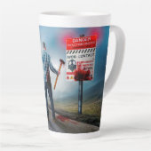 SlipperyJoeのハッピーハローウィン白熱［赤熱］光を放つアイズゾンビ カフェラテマグ (右アングル)