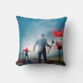 SlipperyJoeのハッピーハローウィン白熱［赤熱］光を放つアイズゾンビ クッション (正面)