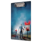 SlipperyJoeのハッピーハローウィン白熱［赤熱］光を放つアイズゾンビ クリップボード (左)