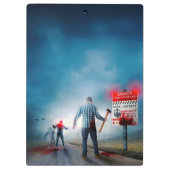 SlipperyJoeのハッピーハローウィン白熱［赤熱］光を放つアイズゾンビ クリップボード (裏面)