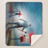 SlipperyJoeのハッピーハローウィン白熱［赤熱］光を放つアイズゾンビ シェルパブランケット (正面)