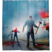 SlipperyJoeのハッピーハローウィン白熱［赤熱］光を放つアイズゾンビ シャワーカーテン (正面)