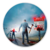 SlipperyJoeのハッピーハローウィン白熱［赤熱］光を放つアイズゾンビ セラミックノブ (正面)