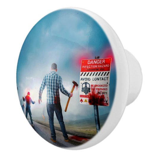 SlipperyJoeのハッピーハローウィン白熱［赤熱］光を放つアイズゾンビ セラミックノブ (右)