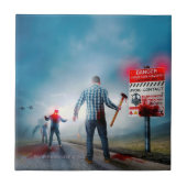 SlipperyJoeのハッピーハローウィン白熱［赤熱］光を放つアイズゾンビ タイル (正面)