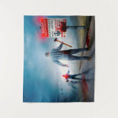 SlipperyJoeのハッピーハローウィン白熱［赤熱］光を放つアイズゾンビ タペストリー (正面)