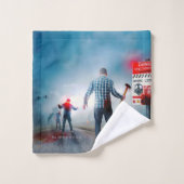 SlipperyJoeのハッピーハローウィン白熱［赤熱］光を放つアイズゾンビ バスタオルセット (ウォッシュタオル)