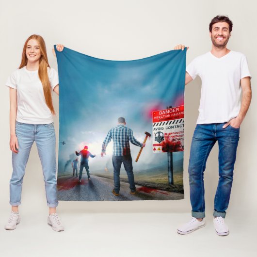 SlipperyJoeのハッピーハローウィン白熱［赤熱］光を放つアイズゾンビ フリースブランケット (インサイチュ)