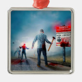 SlipperyJoeのハッピーハローウィン白熱［赤熱］光を放つアイズゾンビ メタルオーナメント (正面)