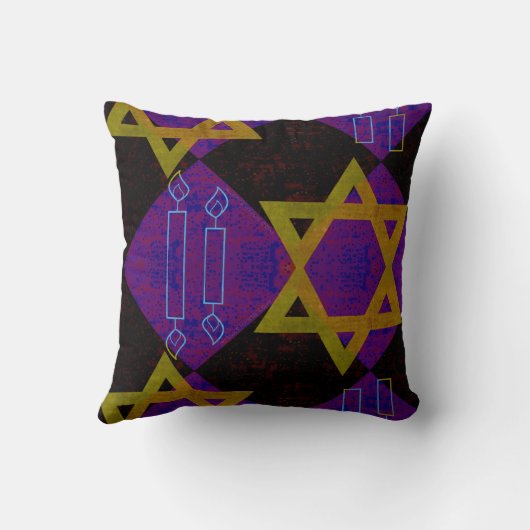 SlipperyJoeのハヌカの星のメノラ クッション (裏面)