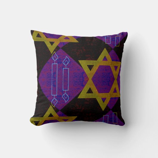 SlipperyJoeのハヌカの星のメノラ クッション (正面)