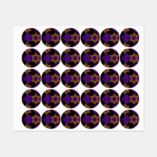 SlipperyJoeのハヌカの星のメノラ ラベル (シート)