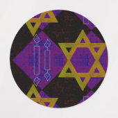 SlipperyJoeのハヌカの星のメノラ ラベル (デザイン1)