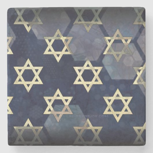 SlipperyJoeのハヌカへの強い共感 ダビデの星のモチーフ ストーンコースター (正面)