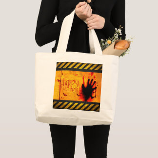 SlipperyJoeのハロウィングラフィックがジャギー ラージトートバッグ