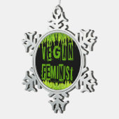 SlipperyJoeのビーガンフェミニズムの草の単語ブロック スノーフレークピューターオーナメント (右)