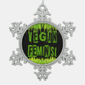 SlipperyJoeのビーガンフェミニズムの草の単語ブロック スノーフレークピューターオーナメント (正面)