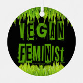 SlipperyJoeのビーガンフェミニズムの草の単語ブロック メタルオーナメント (正面)
