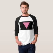SlipperyJoeのピンクの三角旗鮮やかなピンクのシンボル Tシャツ (正面フル)